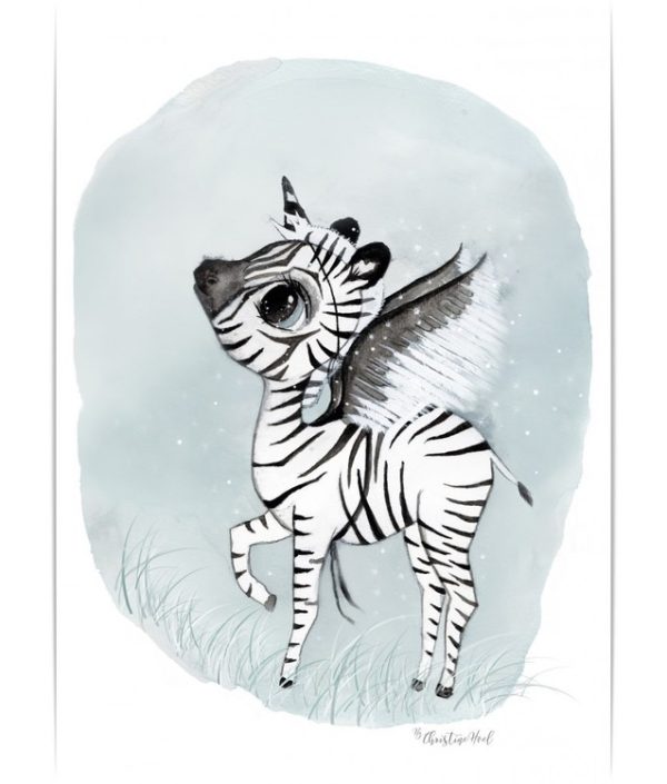 Poster Sebra A4 , By Christine Hoel, Tavla till barnrummet
