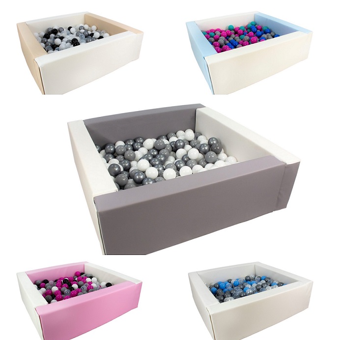 Rektangulärt rosa/vit bollhav 80x80x30 cm (valfri bollfärg) - Bild 8