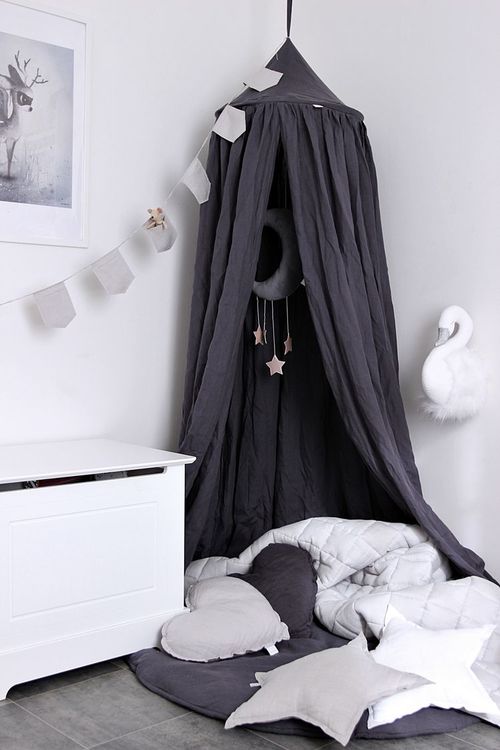 Stor grafit maxi sänghimmel i linne, Cotton&Sweets