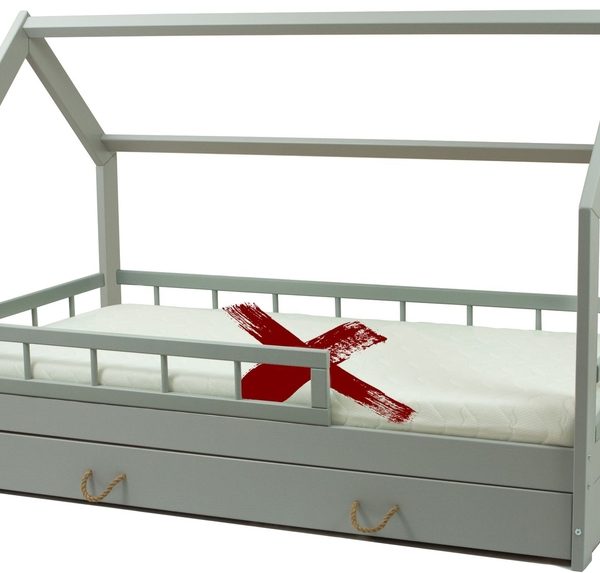 Grå hussäng med skydd 80x160 och förvaringslåda