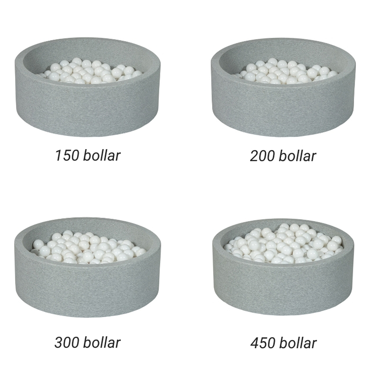 Ljusgrå bollhav BASIC, 90x30 med bollar (puderrosa, vit, pearl,grå) - Bild 3