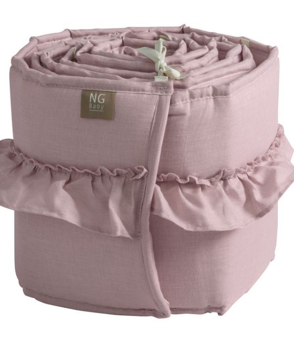 Ng Baby, Spjälskydd av linne med VOLANG, Ljusrosa