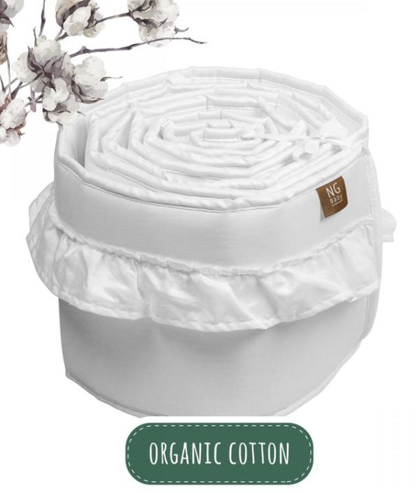 Ng Baby, Spjälskydd av organisk bomull med VOLANG, Vit