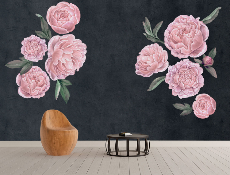 Rosa pioner väggklistermärken, väggdekoration L - Bild 3