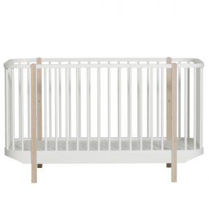 Oliver Furniture, spjälsäng vit/ek