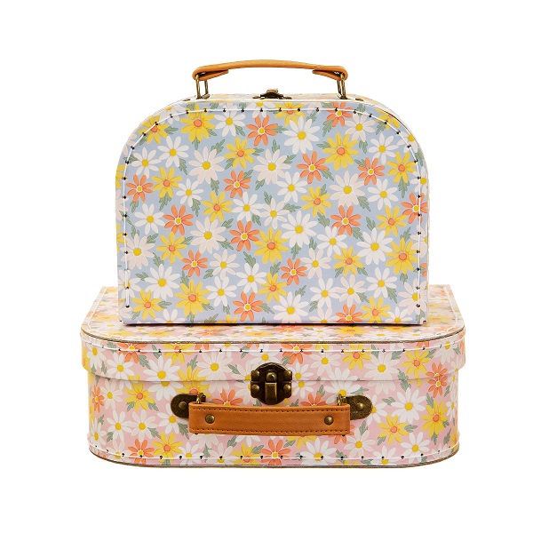 Sass & Belle, förvaringslådor koffert pink daisy, 2-set - Bild 2