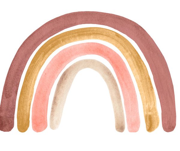 Babylove, dusty pink rainbow, regnbåge väggklistermärke