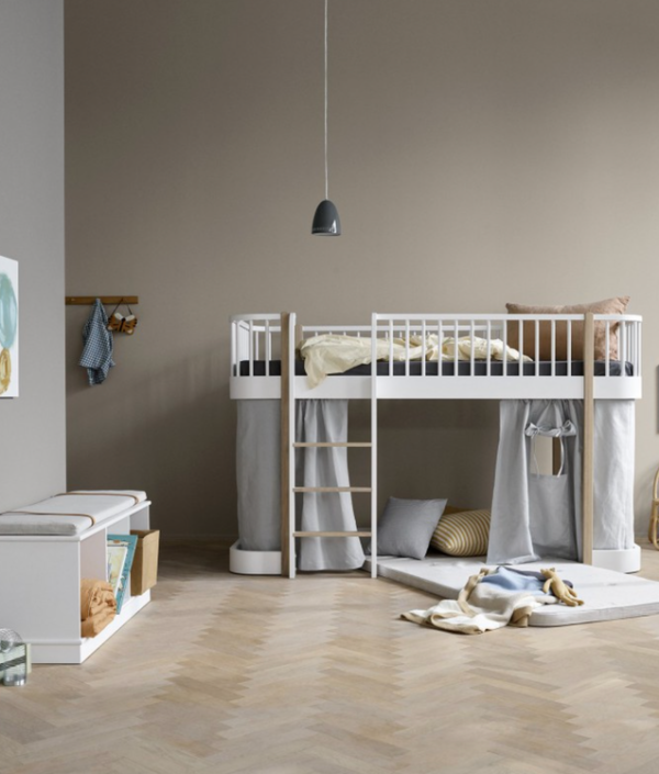 Oliver Furniture, loftsäng vit/ek
