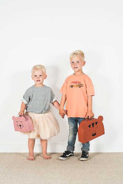 Jollein, förvaringslådor koffert 2 pack, animal club rouge - Bild 3