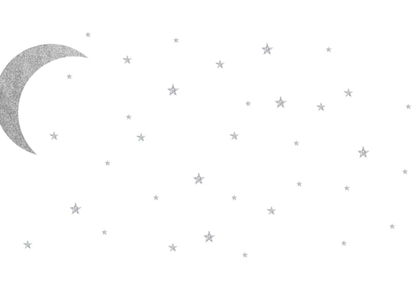 Babylove, väggklistermärke silver måne med stjärnor