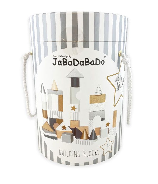 JaBaDaBaDo, träklossar byggklossar silver