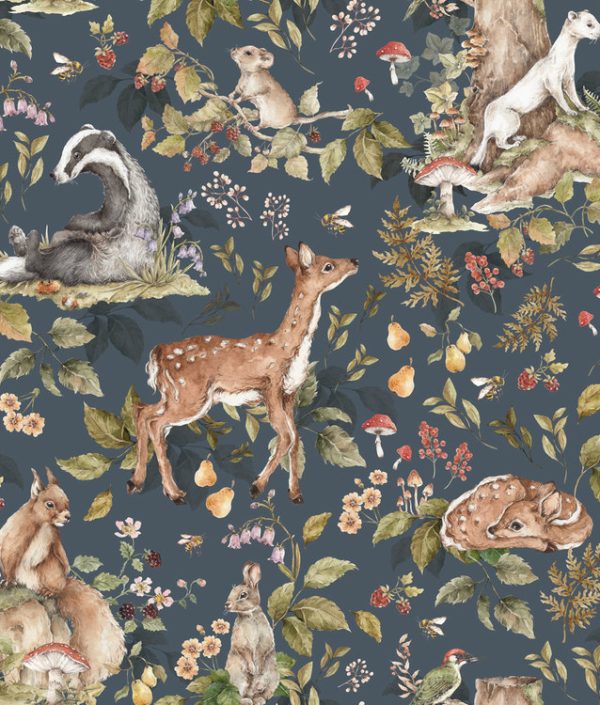 Dekornik, tapet Cute Forest Animals, dark