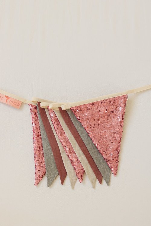Moi Mili, vimpel med paljetter, rosa/grå