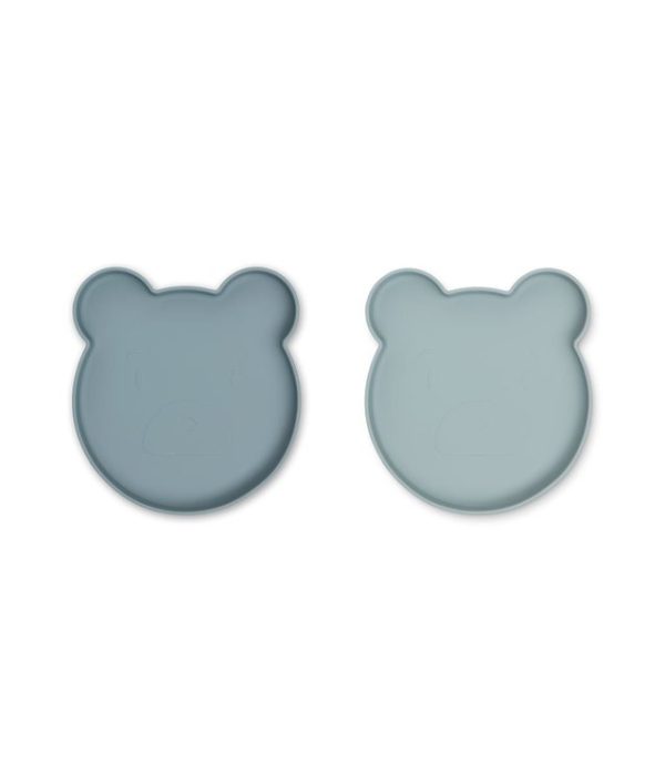 Liewood, Marty silikontallrik 2-pack, Mr bear blue mix