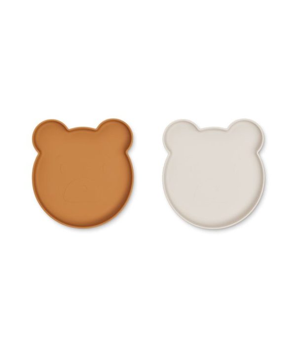Liewood, Marty silikontallrik 2-pack, Mr bear golden caramel/sandy mix