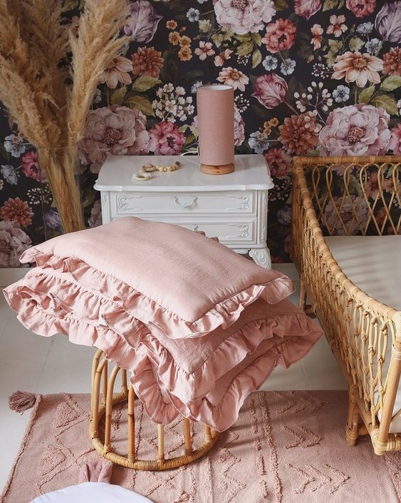 Lamps&Company, Rosa linne bäddset 100x135 cm med fyllning, spjälsäng