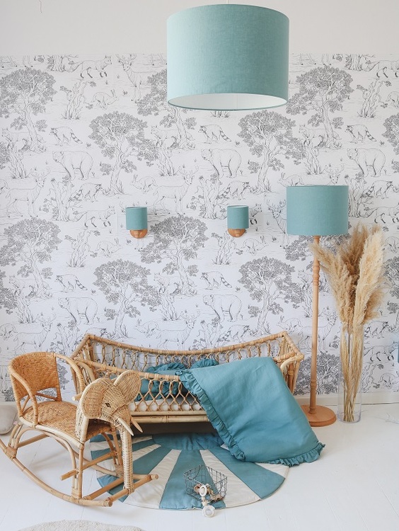 Lamps&Company, Bordslampa till barnrummet, blå linne - Bild 5