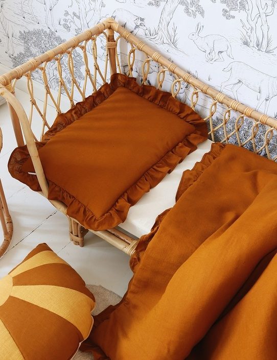 Lamps&Company, Mustard linne bäddset 100x135 cm med fyllning, spjälsäng