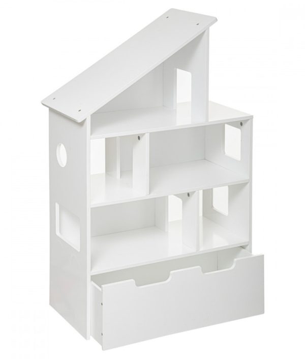 Bokhylla med förvaringslåda, vit hus