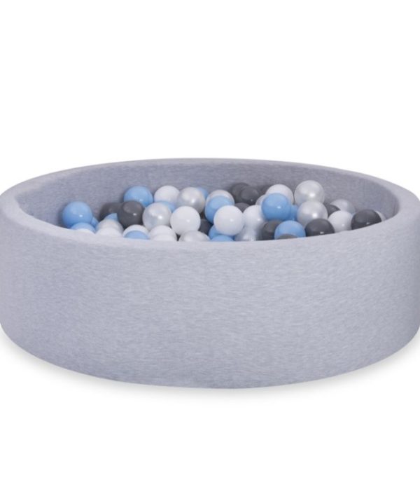 Ljusgrå bollhav BASIC, 90x30 med bollar (baby blå, grå, pearl,vit)