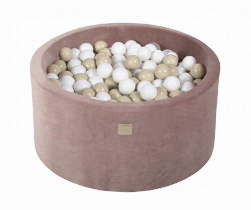 Meow, beige velvet bollhav med 300 bollar, (white, beige)