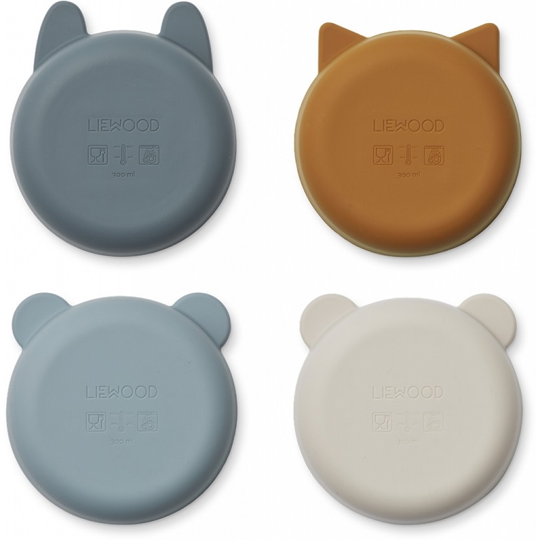 Liewood, 4-pack silikon snack skål, Iggy Whale Blue multi mix - Bild 3
