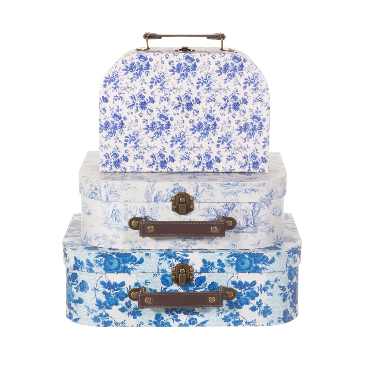 Sass & Belle, förvaringslådor Blue and white floral, 3-pack - Bild 3