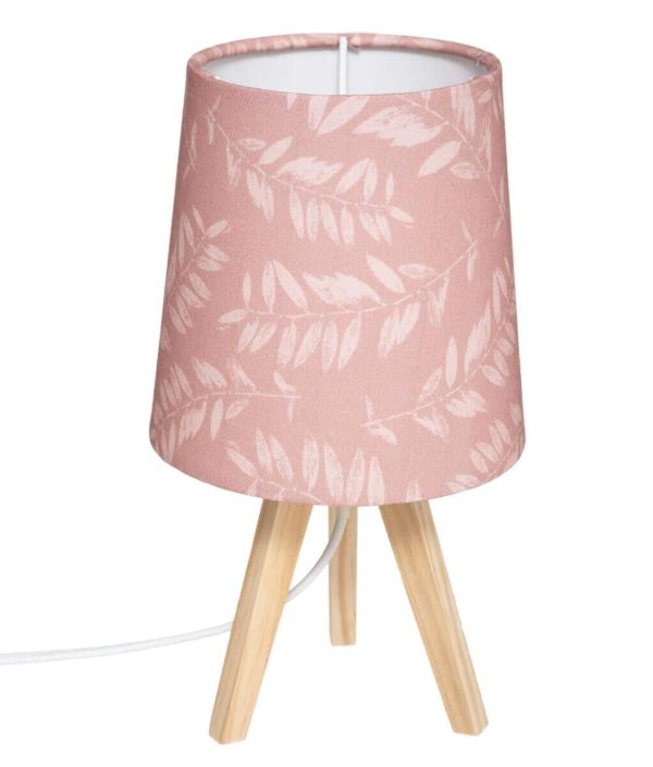 Bordslampa till barnrummet, rosa löv