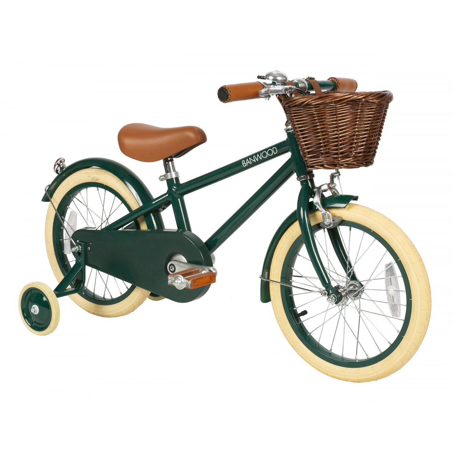 Banwood, grön barncykel med stödhjul, Classic