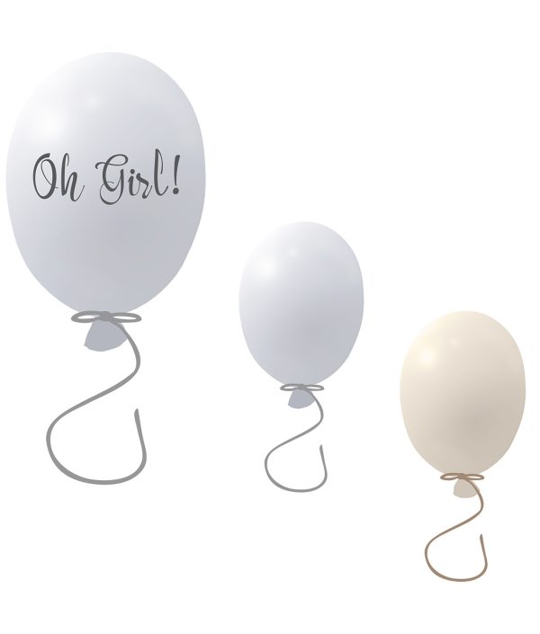 Väggklistermärke partyballonger 3-pack, grey