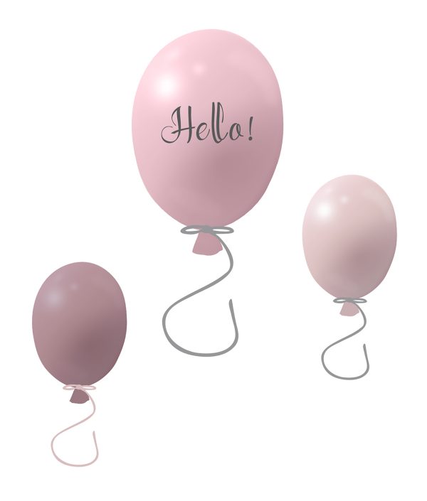 Väggklistermärke partyballonger 3-pack, rose