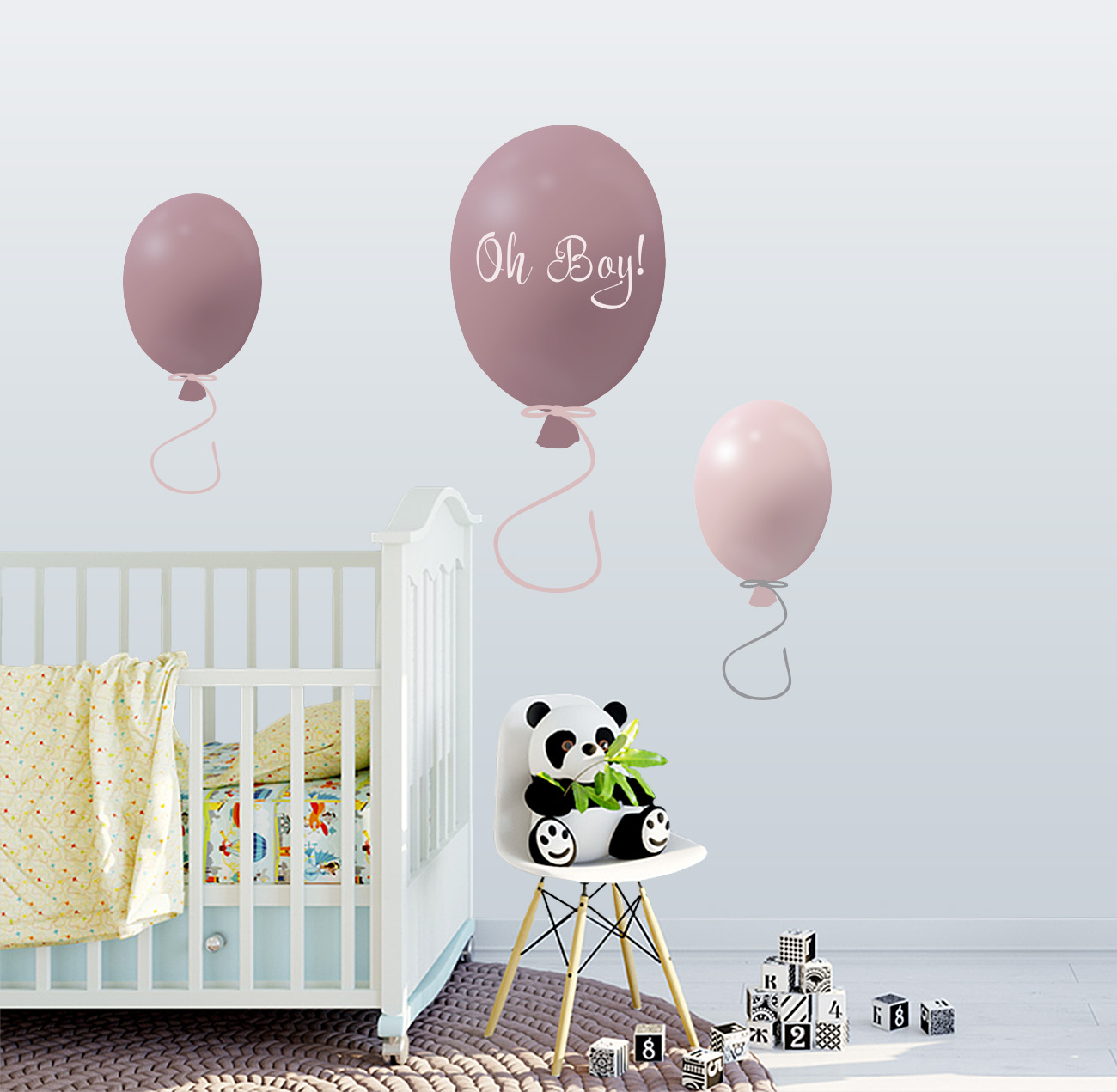 Väggklistermärke partyballonger 3-pack, dusty pink - Bild 7