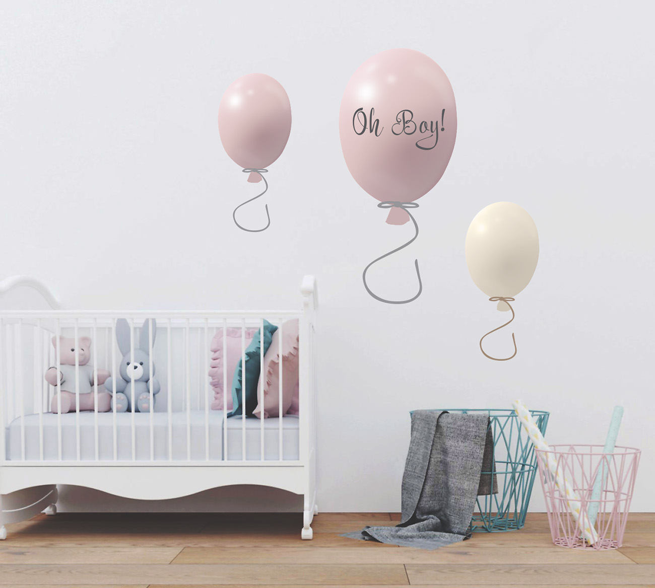 Väggklistermärke partyballonger 3-pack, powder rose - Bild 5