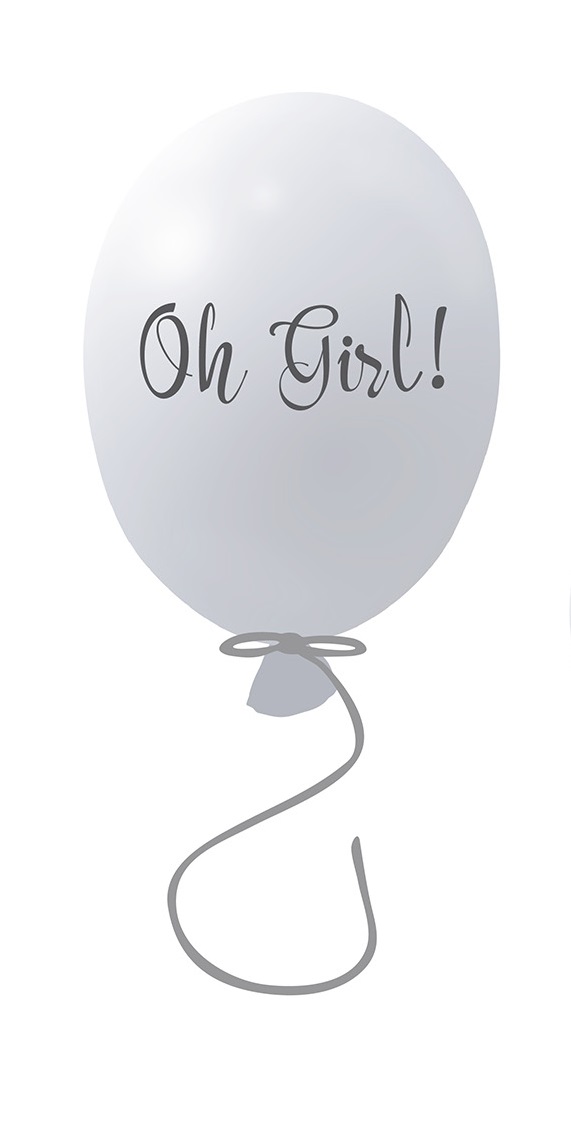 Väggklistermärke partyballong Oh girl, grey