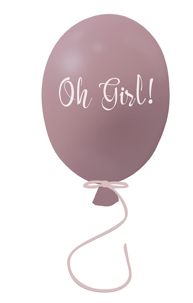 Väggklistermärke partyballong Oh girl, dusty pink