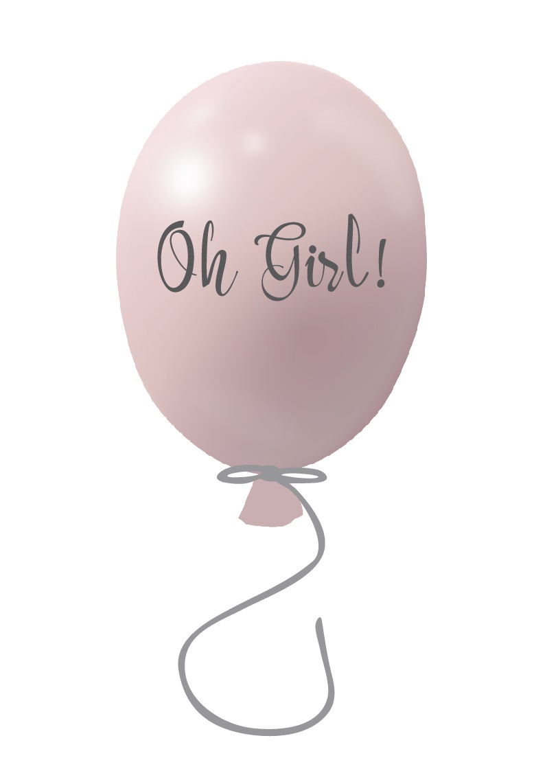 Väggklistermärke partyballong Oh girl, powder rose