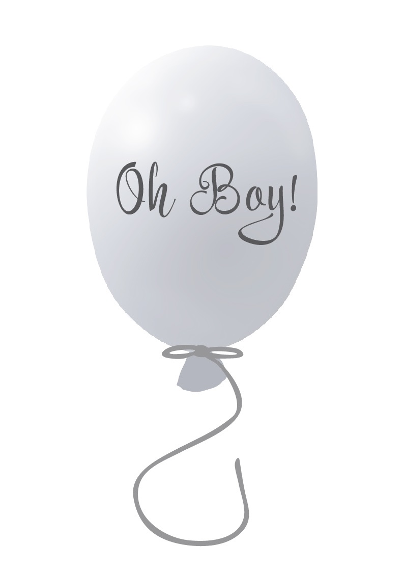Väggklistermärke partyballong Oh boy, grey