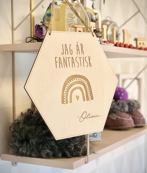 Pepptavla i trä med egen text