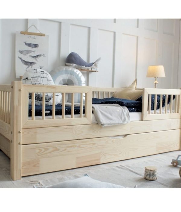 Barnsäng Alex Duo med stödbräda och förvaringslåda