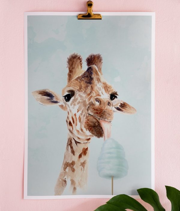 Dekorillo, poster till barnrummet, Giraff mint