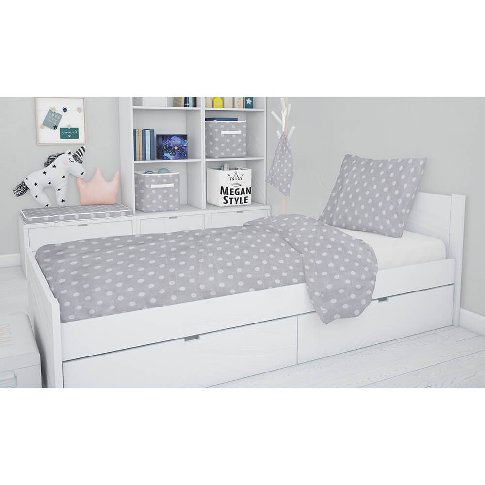 Babylove, Grå påslakanset med vita prickar 90x160 till juniorsäng/barnsäng - Bild 2