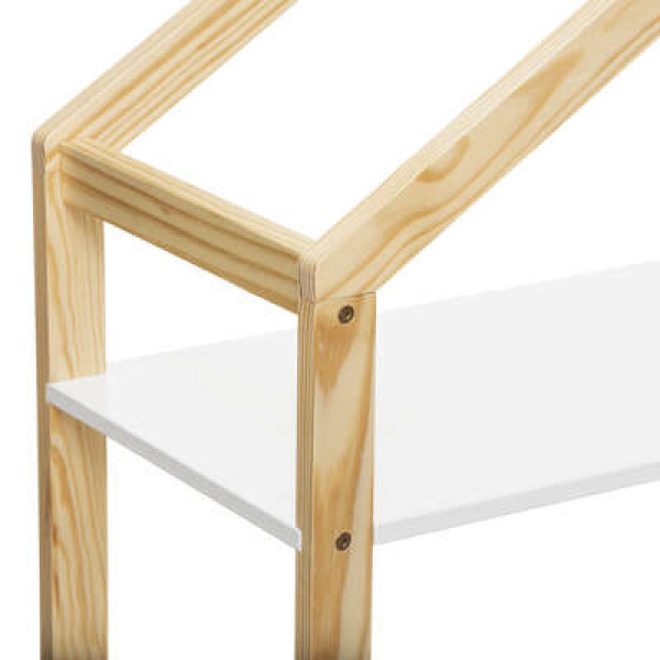 Bokhylla med förvaringslåda, vit/natur hus