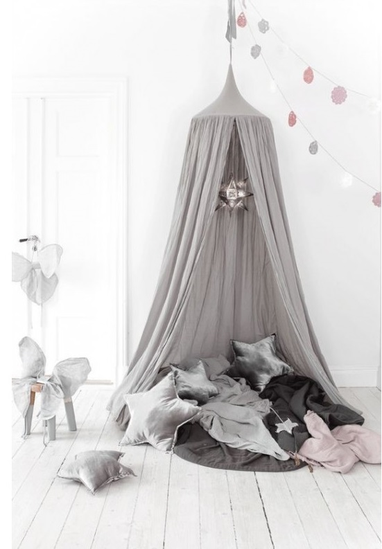 Numero 74, sänghimmel med ljusslinga, Silver grey - Bild 3