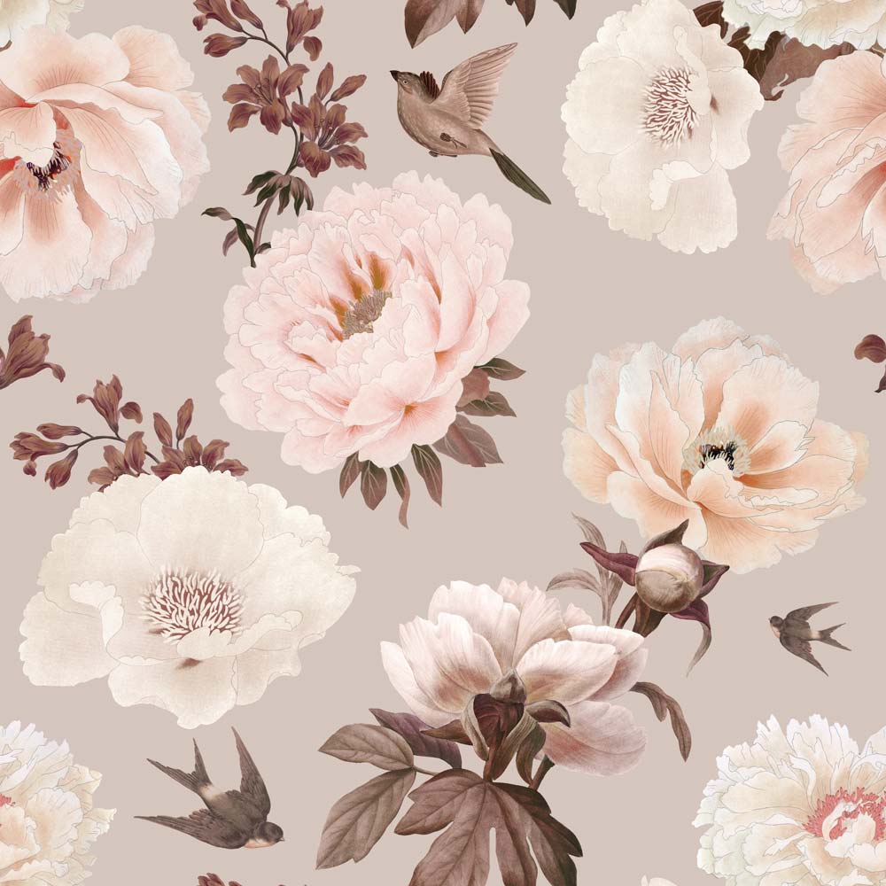 Dekornik, tapet Peonies and Birds
