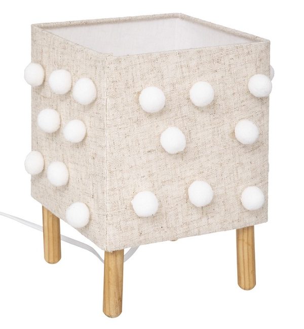 Bordslampa med pompom linne, natur
