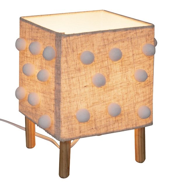 Bordslampa med pompom linne, natur