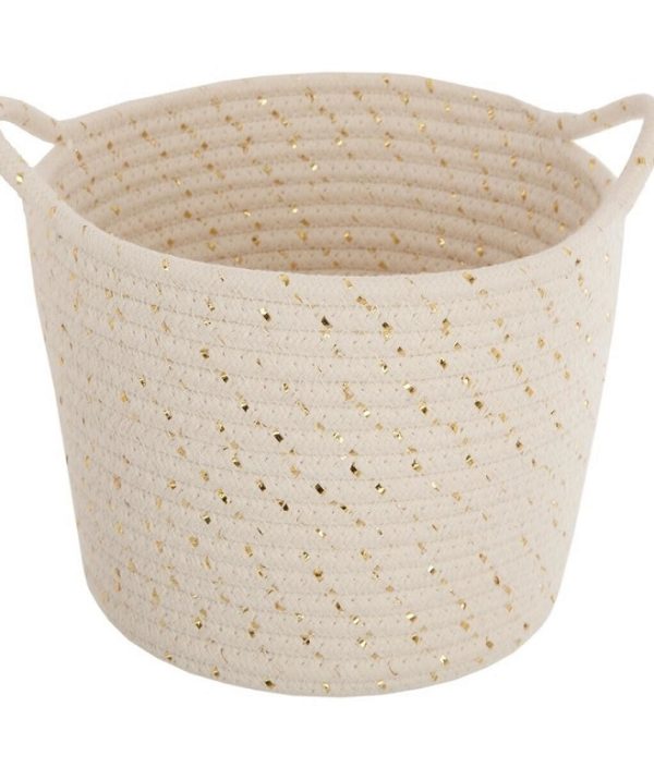 Flätad förvaringskorg med handtag 3-pack, vit