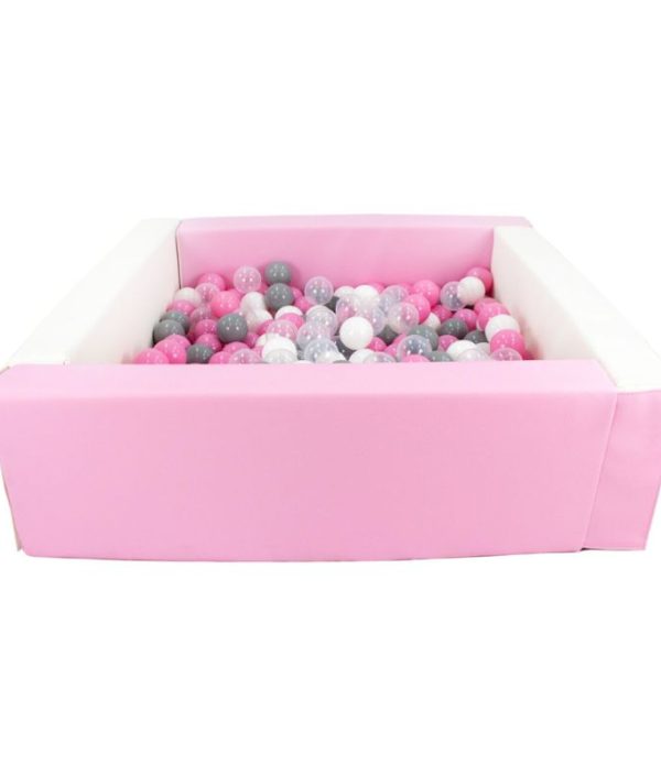 Rektangulärt rosa/vit bollhav 80x80x30 cm (valfri bollfärg)