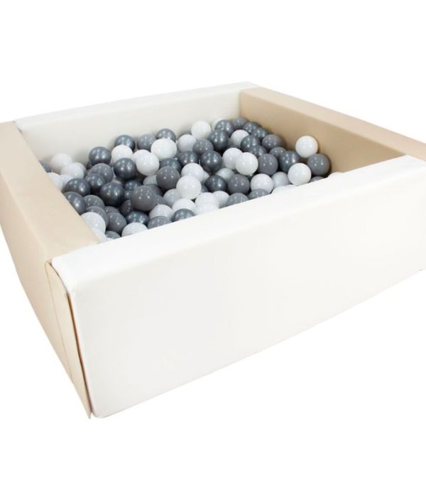 Rektangulärt beige/vit bollhav 80x80x30 cm (valfri bollfärg)