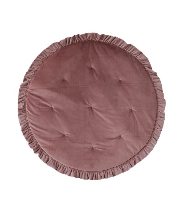 Moi Mili, rund lekmatta med volanger i sammet, dirty pink